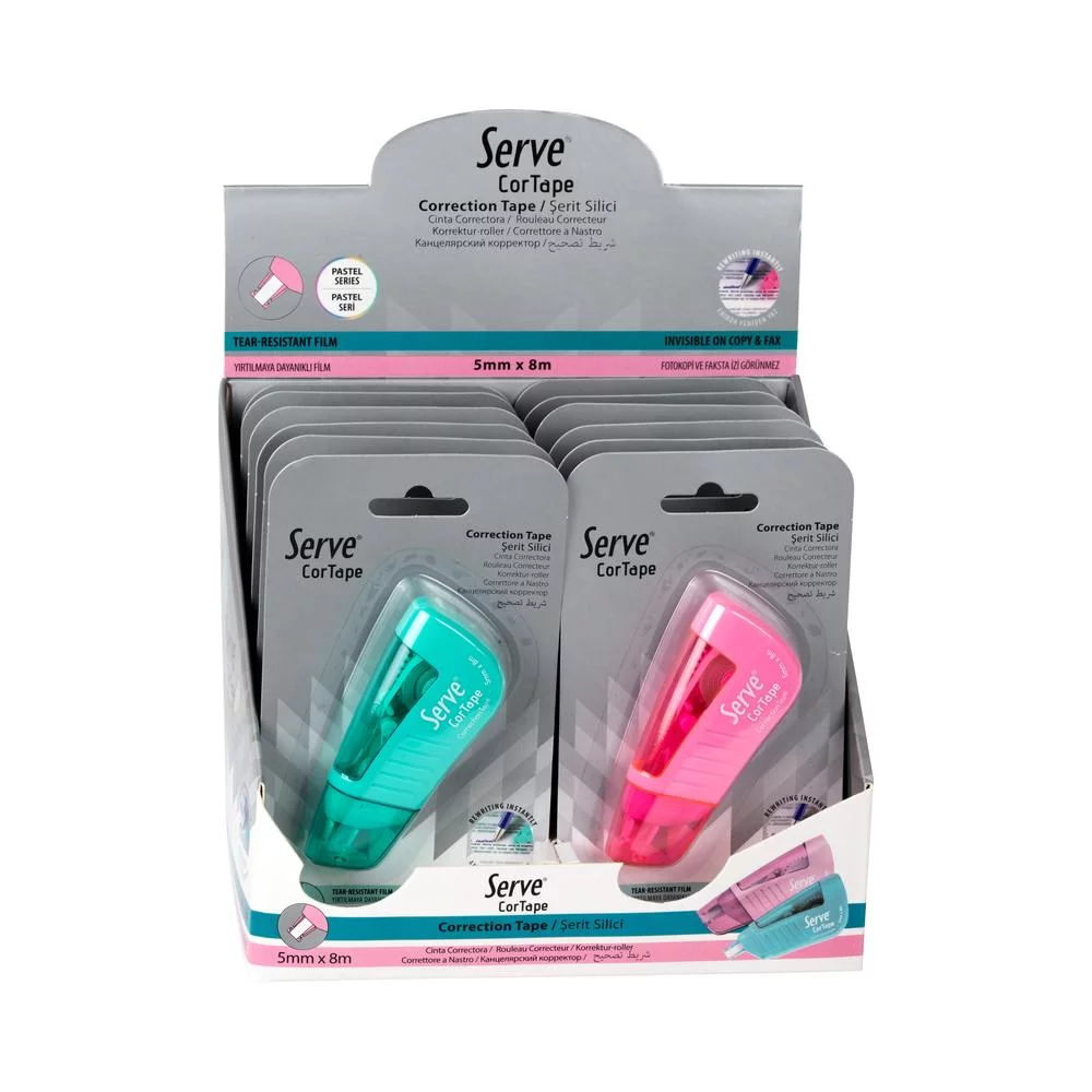 Serve Correction Tape 8M Length Pastel Colors