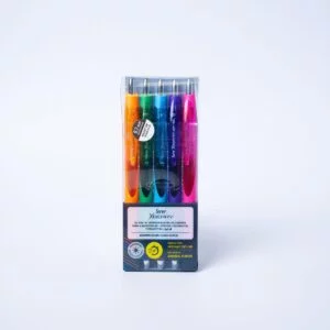 Serve Ball Pen Gel Wallet 5Pcs Click Neon Color 0.7Mm