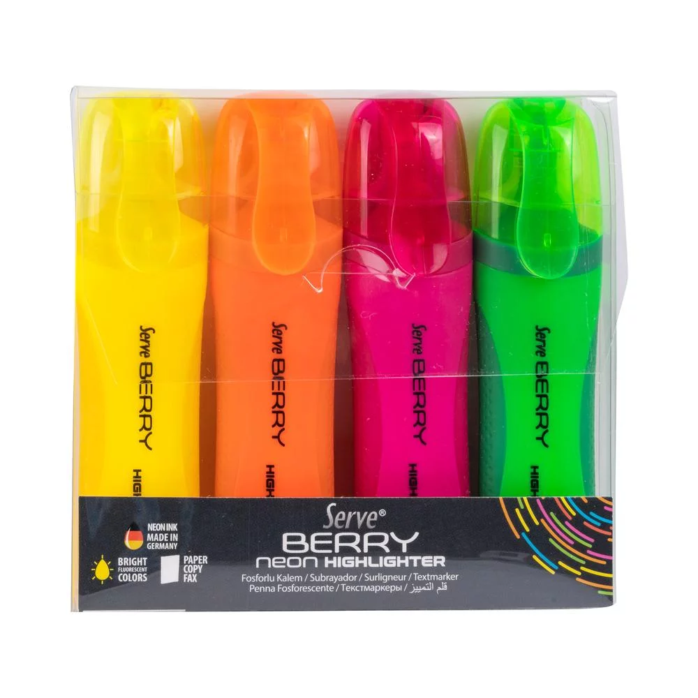 Serve Berry Highlighter 4 Pcs Wallet Fluo Colours
