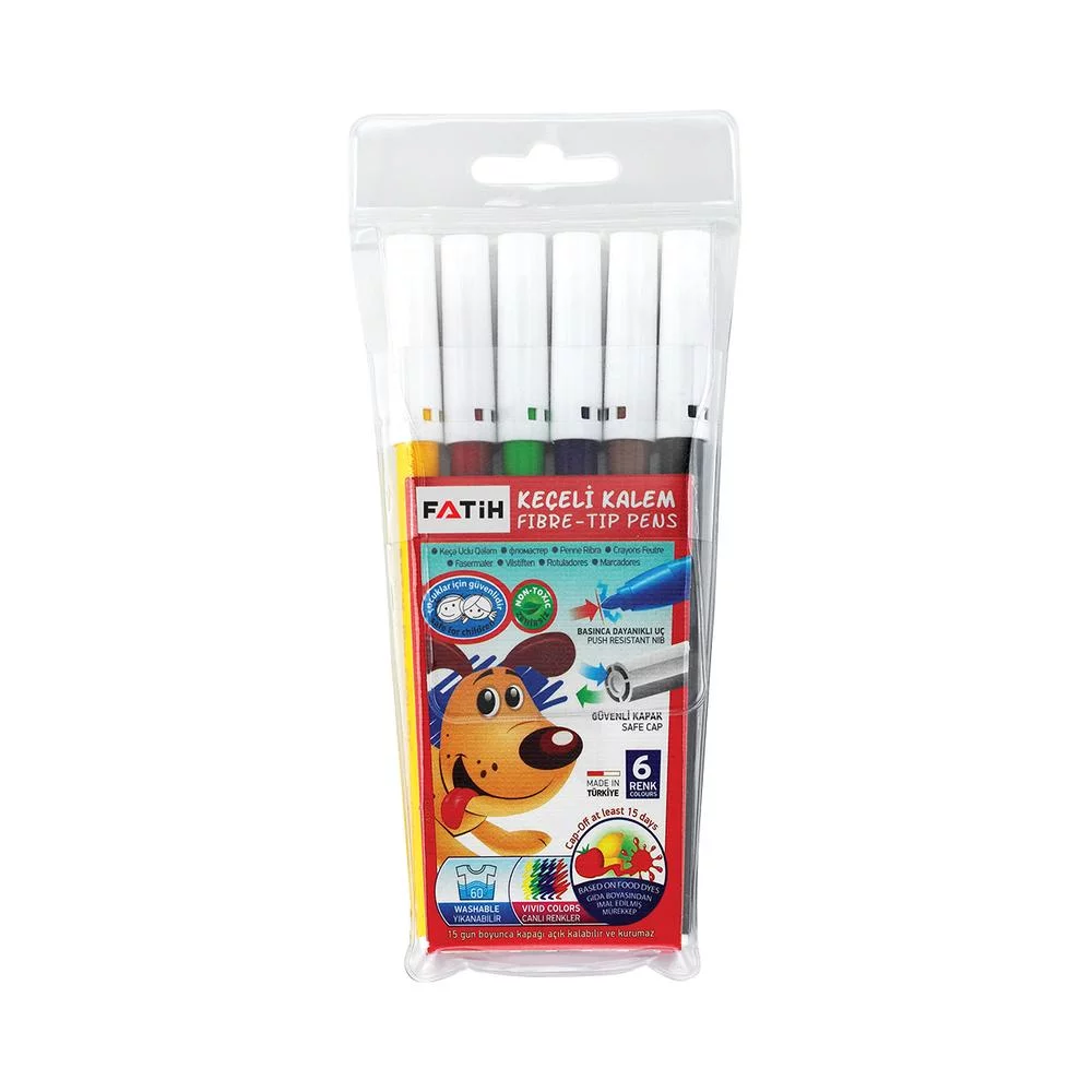 Fatih Fiber-Tip Pens Plastic Bag 6 Colors