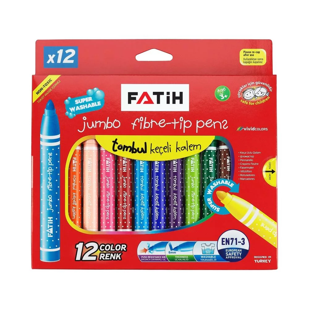 Fatih Fiber-Tip Pens Jumbo 12 Coolers