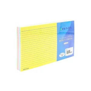 Panda Ruled Index Cards 180G, Assorted Colors, Size 5 X 8 In, Pak= 100 Pcs