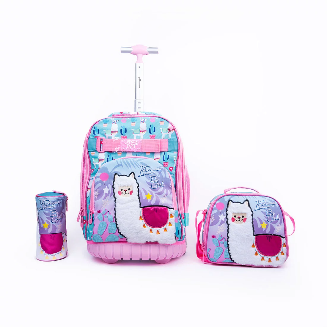 3-Piece School Set With Trolley 18 Inch - Cute Llama Design | Floral Girl Design