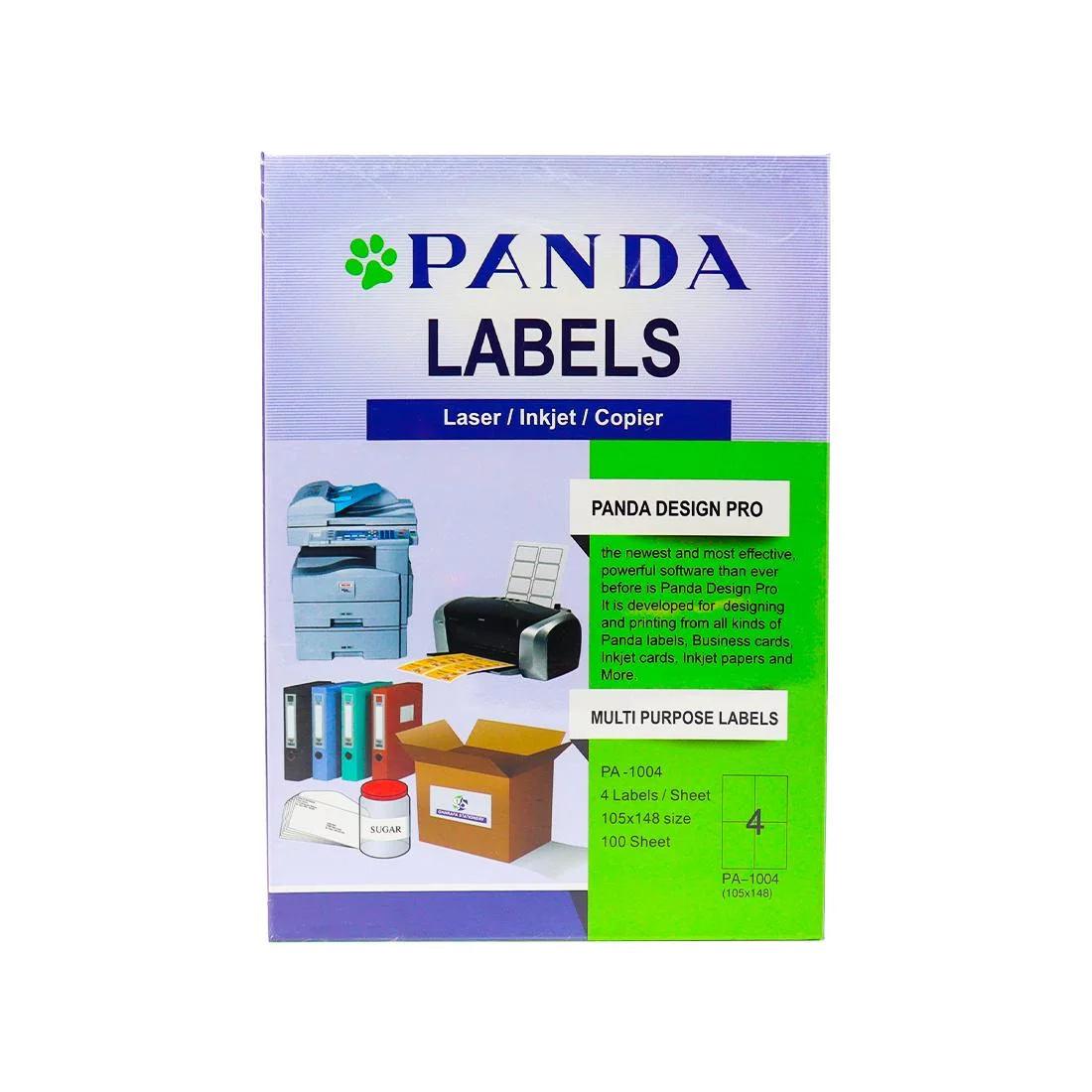 Panda Multi Purpose Labels 4/Page White Size A4 Label Sticker