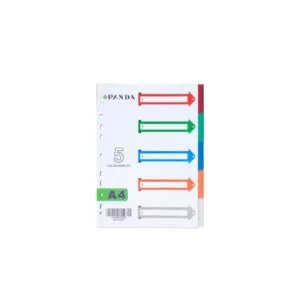 PANDA Dividers Colored Plastic Pp Without Printed Tabs 1-5, Size A4