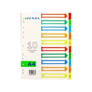 PANDA Dividers Colored Paper With Printed Tabs 1-10, Size A4