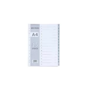 PANDA Dividers Grey Plastic Pp With Printed Tabs 1-15, Size A4