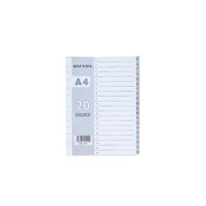 PANDA Dividers Grey Plastic Pp With Printed Tabs 1-20, Size A4