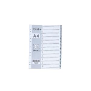 PANDA Dividers Grey Plastic Pp With Printed Tabs 1-31, Size A4