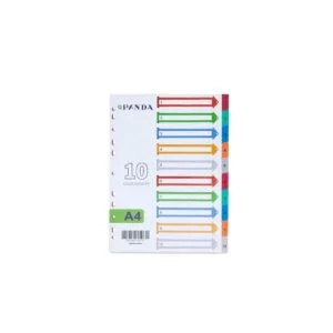 PANDA Dividers Colored Plastic Pp With Printed Tabs 1-10, Size A4