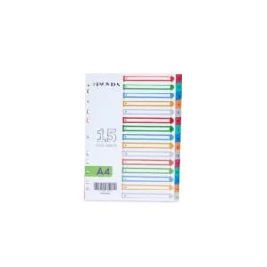 PANDA Dividers Colored Plastic Pp With Printed Tabs 1-15, Size A4
