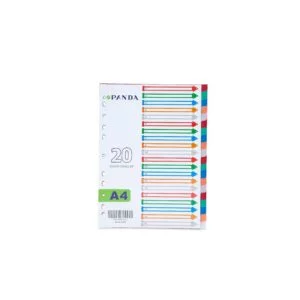PANDA Dividers Colored Plastic Pp Without Printed Tabs 1-20, Size A4