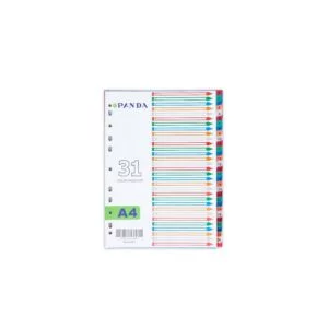 PANDA Dividers Colored Plastic Pp With Printed Tabs 1-31, Size A4