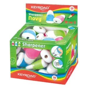 Keyroad Sharpener Navy 1 Hole With Eraser Multi Colors