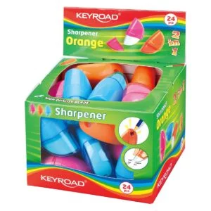 Keyroad Sharpener Orange 1 Hole With Eraser Multi Colors