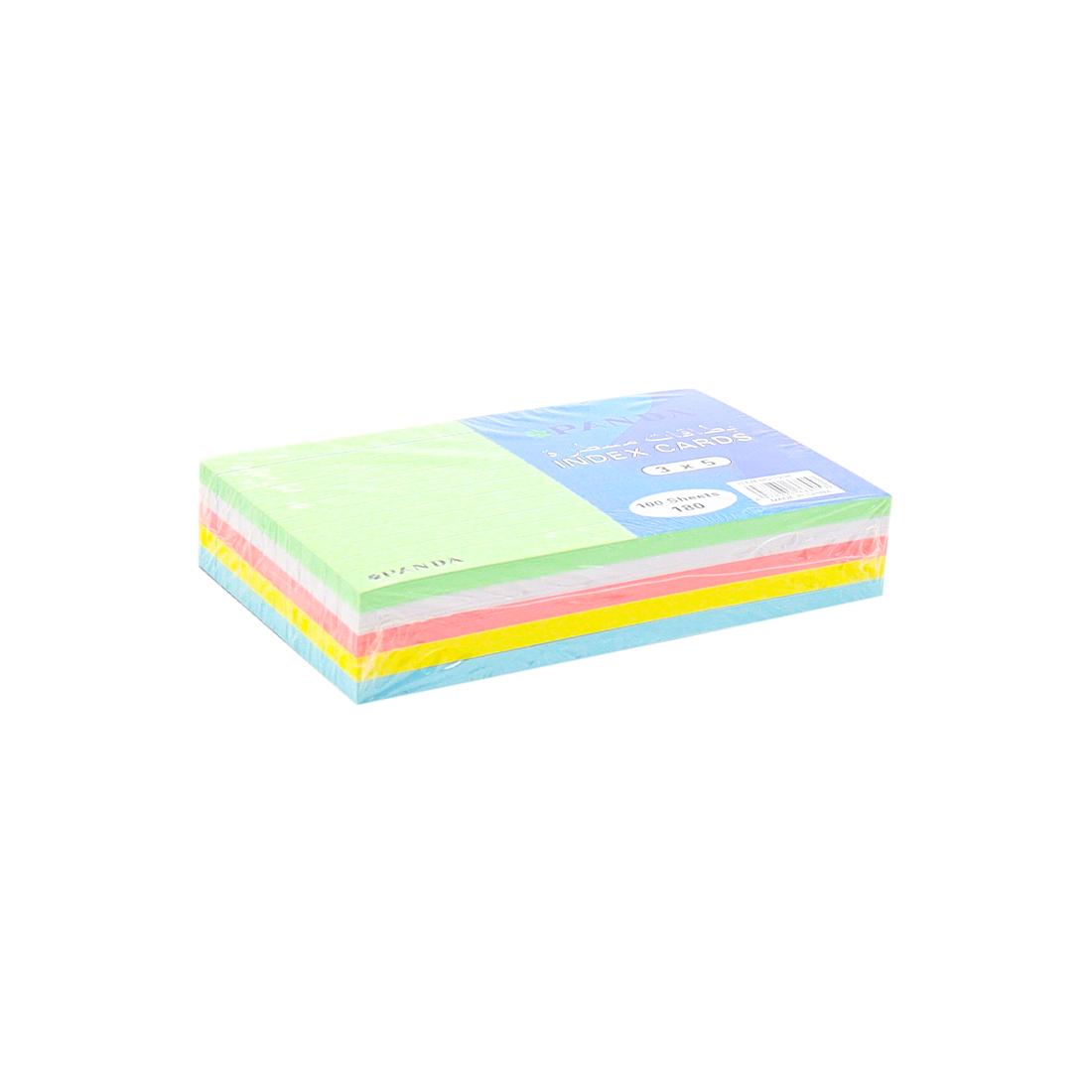 Panda Ruled Index Cards 180G, Assorted Colors, Size 3 X 5 In, Pak= 100 Pcs - Image 2