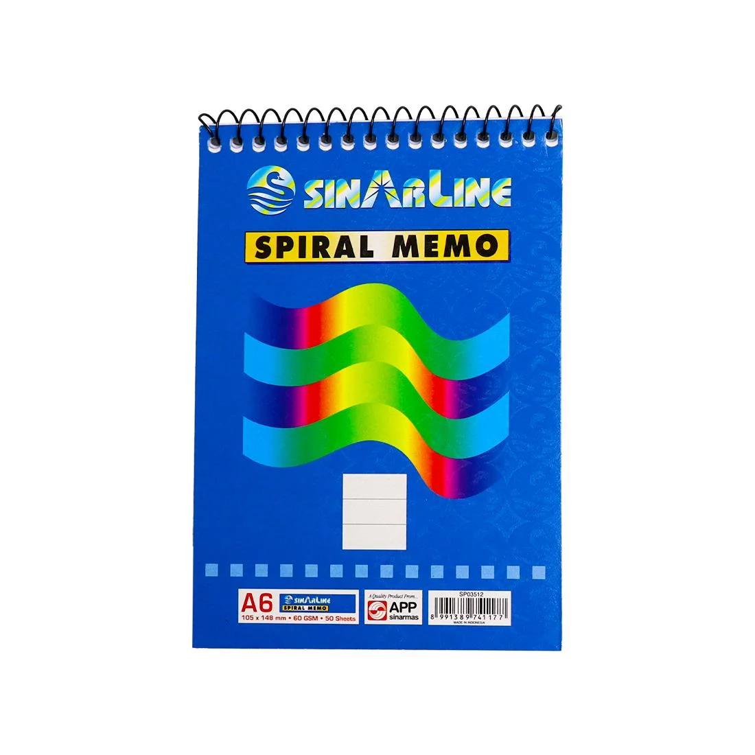 Sinarline Notepad Top Spiral Memo A6 50 Sheets