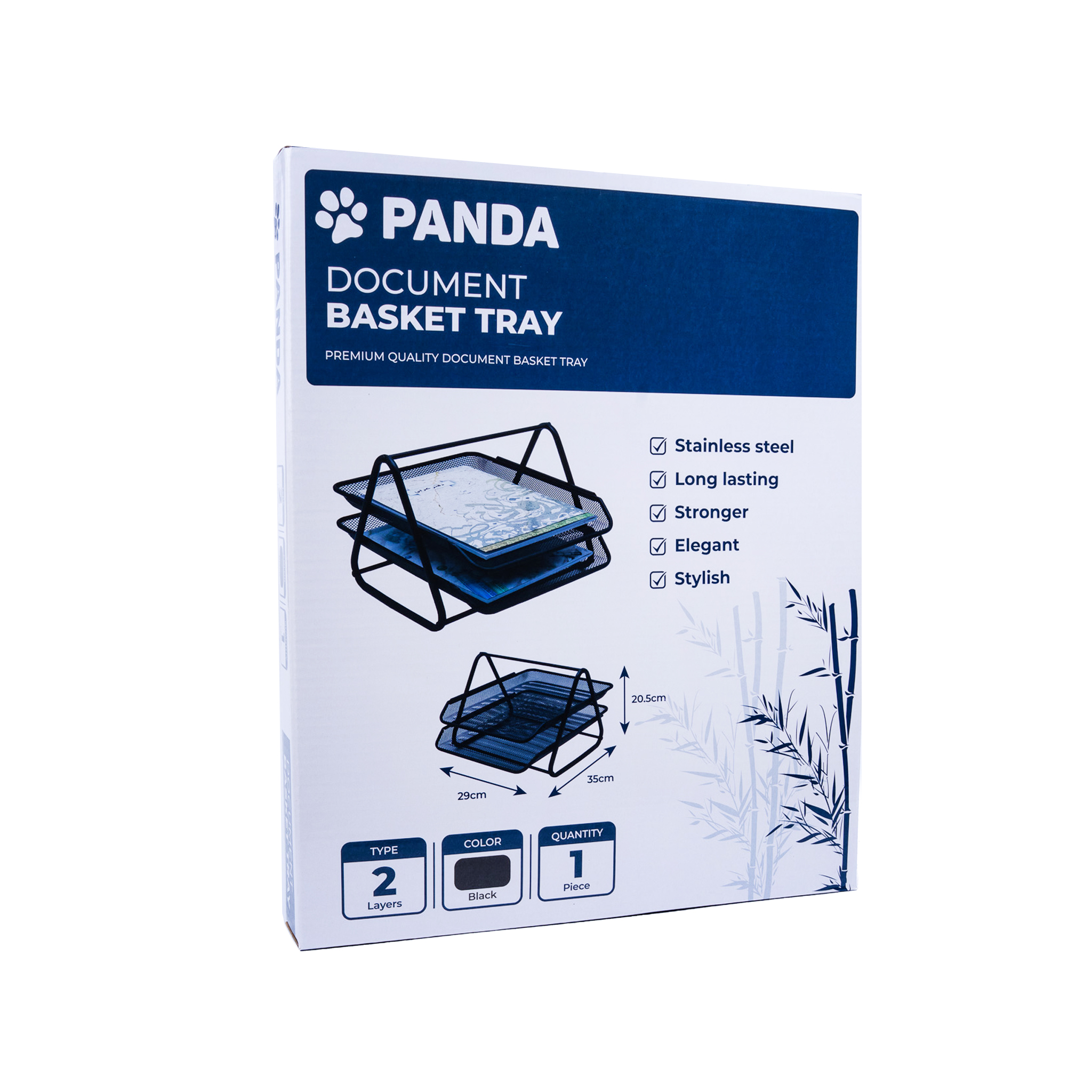 Panda Paper Tray 2 Layer Metal Mesh Black Color Front Loading - Image 2