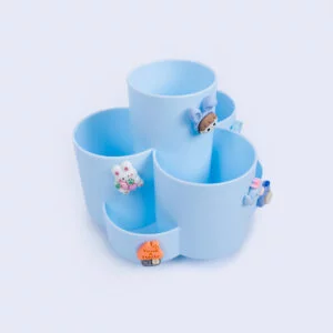 Pen Holder Plastic with 7 Compartments - Light Blue