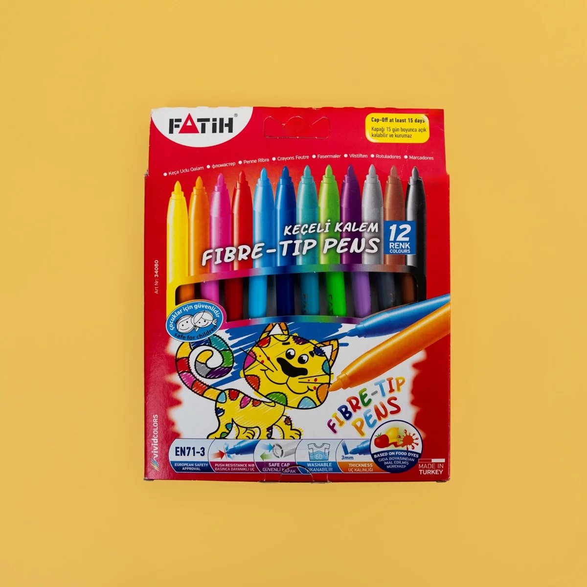 Fatih Fiber-Tip Pens 12 Colours