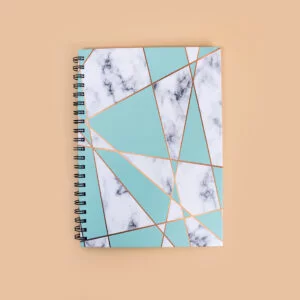 A4 Spiral Notebook with Hard Cover - Teal Geometric