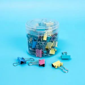 Small Pastel Binder Clips in a Reusable Container 60 pcs