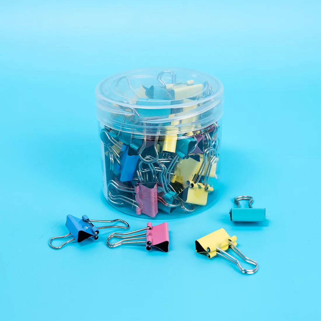 Small Pastel Binder Clips In A Reusable Container 60 Pcs