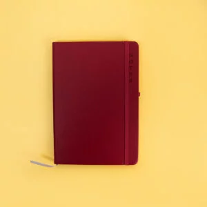 A5 Lined Notebook with Elastic Closure and Ribbon Bookmark - Red