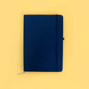 A5 Lined Notebook with Elastic Closure and Ribbon Bookmark - Navy