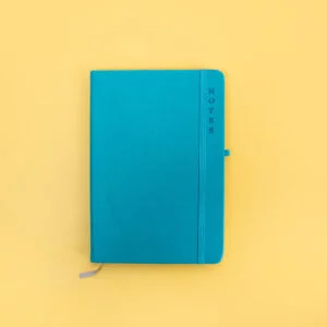 A5 Lined Notebook with Elastic Closure and Ribbon Bookmark - Teal