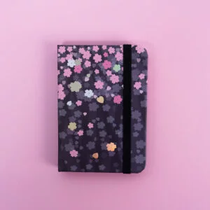 A7 Cherry Blossom Notebooks with Elastic Band & Ribbon Bookmark - Violet With Mix Blossoms