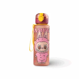 Labubu water bottle plastic 600 ml green pink