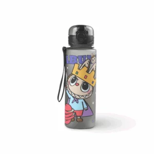 Labubu water bottle plastic 600 ml black