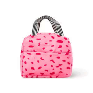 Pink Cheetah Print Plush Lunch Bag