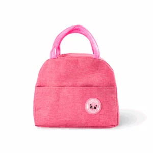 Thermal Lunch Bag with Panda Badge Pink