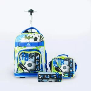 3-Piece Trolley Backpack Set - Football Theme