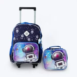 3-Piece Trolley Backpack Set - Galaxy Astronaut Theme