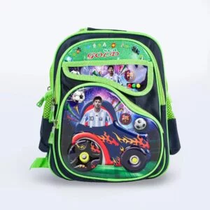 Boys' Cartoon Backpack - Soccer Star Theme (Green & Black)
