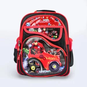 Boys' Cartoon Backpack - Iron Hero Design (Red & Black)