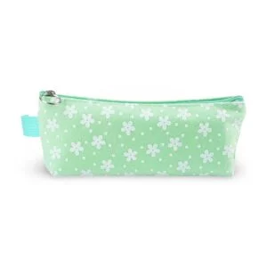 Mint Green Floral Pencil Case – Soft Fabric