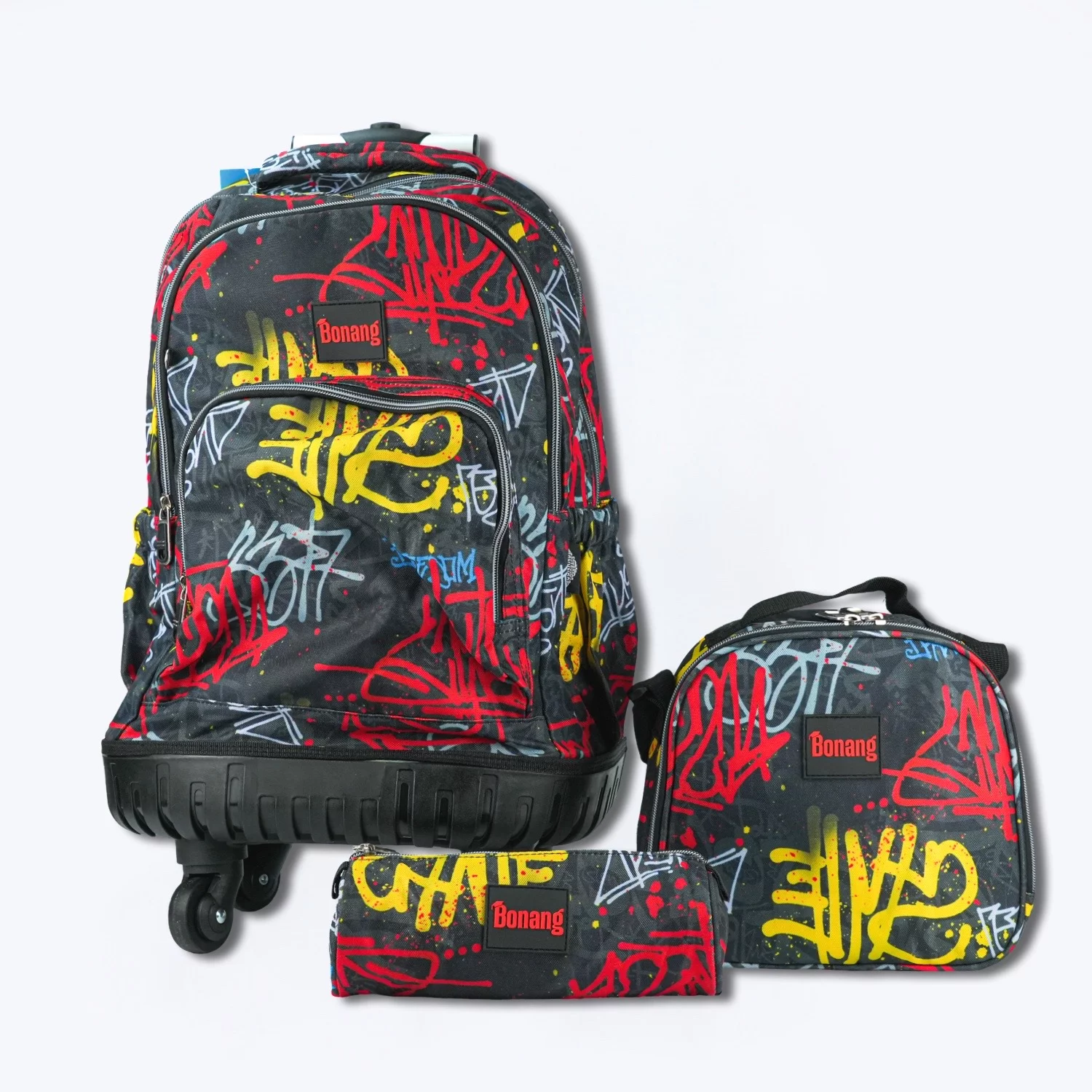 3-Piece Graffiti Trolley Backpack Set - Urban Style