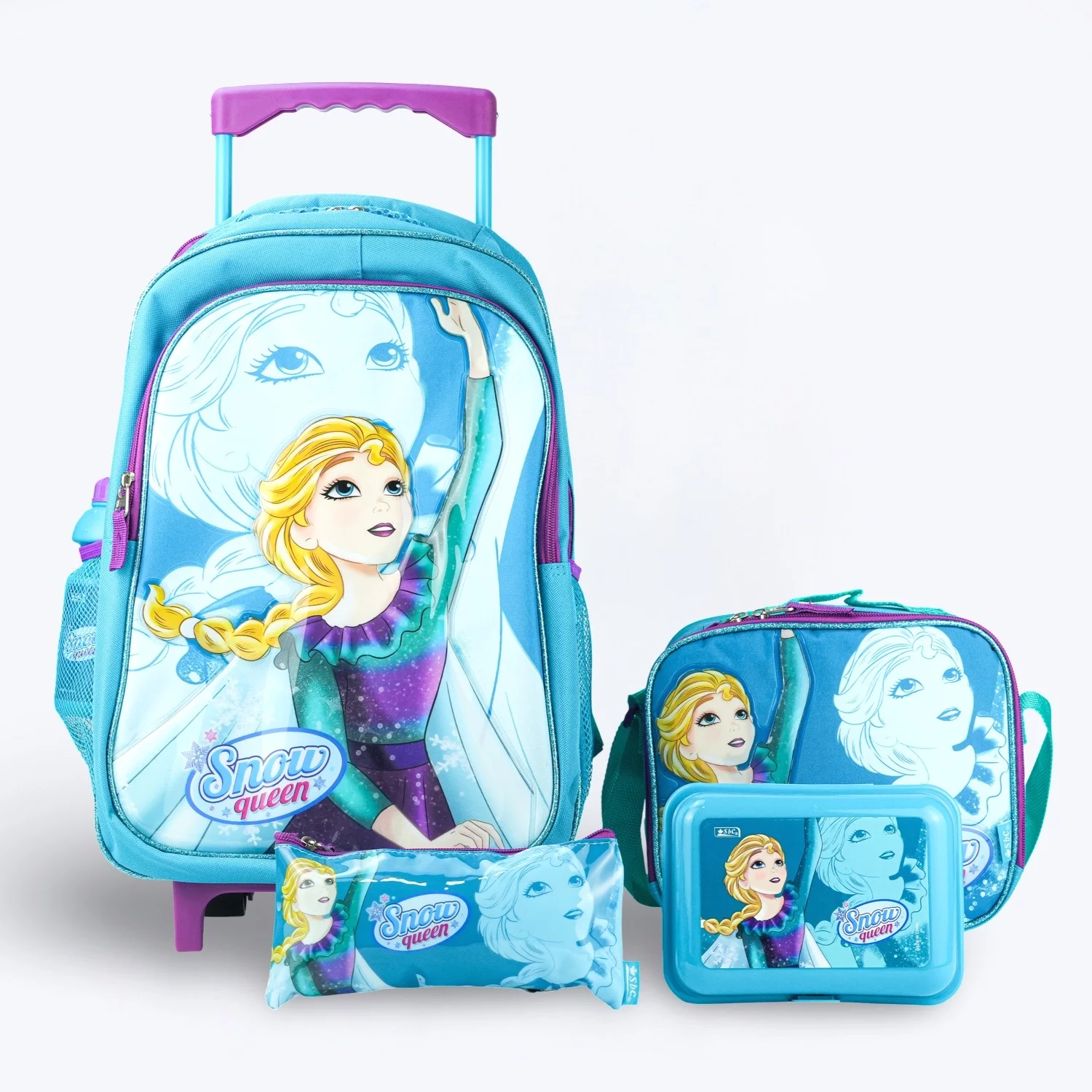 4-Piece Trolley Backpack Set - Snow Queen Theme