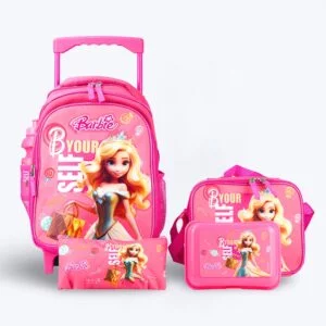 4-Piece Trolley Backpack Set - Barbie Princess Design