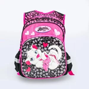 Jasmine Star Girls' Backpack - Pink Cartoon Cat Design