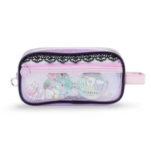 Cute Animal Pencil Case - Transparent Purple with Lace