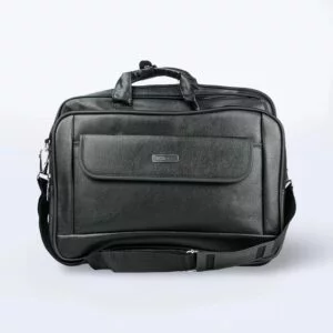 Leather Look Business Laptop Bag - Zipper Pocket 17 inches
