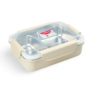Stainless Steel Compartment Lunch Box - Beige