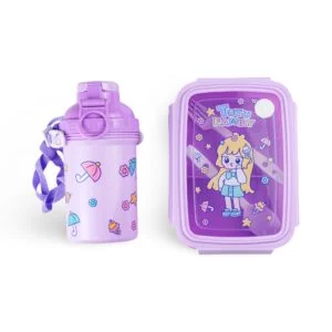 Lunch Box & Bottle Set - Tutu Family Design Purple