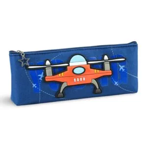 Canvas Pencil Case - Red Airplane on Navy