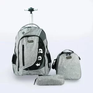 Light gray & Neon Trolley Backpack Set - 3 Pieces